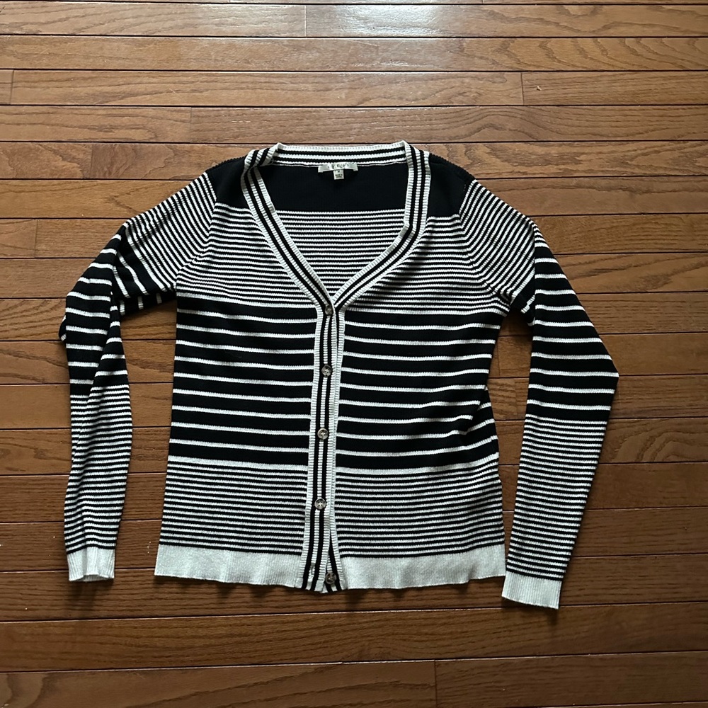 Cyrus Black and White Striped Cardigan